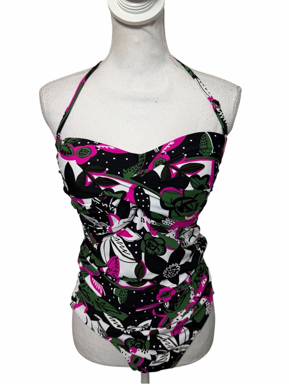 Anne Cole Pink Floral One Piece Swimsuit Size 14